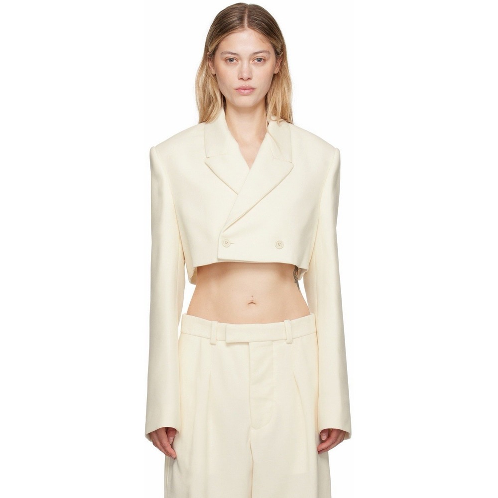 MESHKI Luella Flared Cropped Blazer Cream XXS